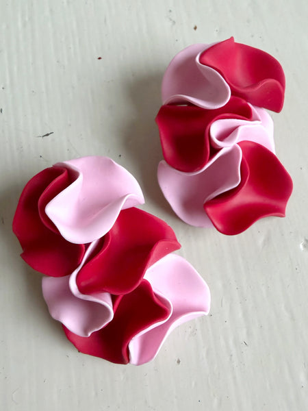 Statement örhängen rosa & röda