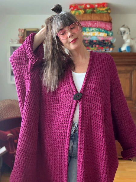 Sjok / kaftan stickad vinröd