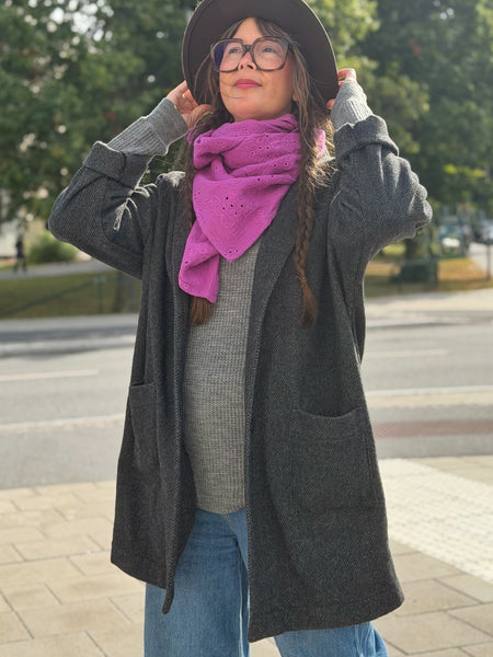Oversized kavaj i grå deadstock ull