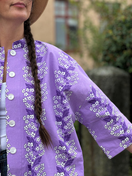 Städrock i lila vintagetyg. Stl  L