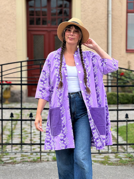 Städrock i lila vintagetyg. Stl  L