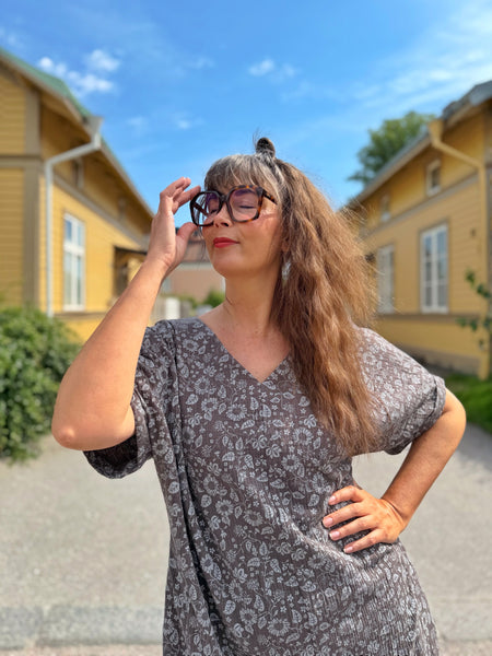 A-formad klänning / tunika i grå bomullsmuslin