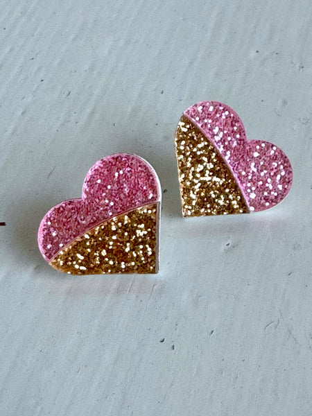 Örhängen, små glittriga hjärtan