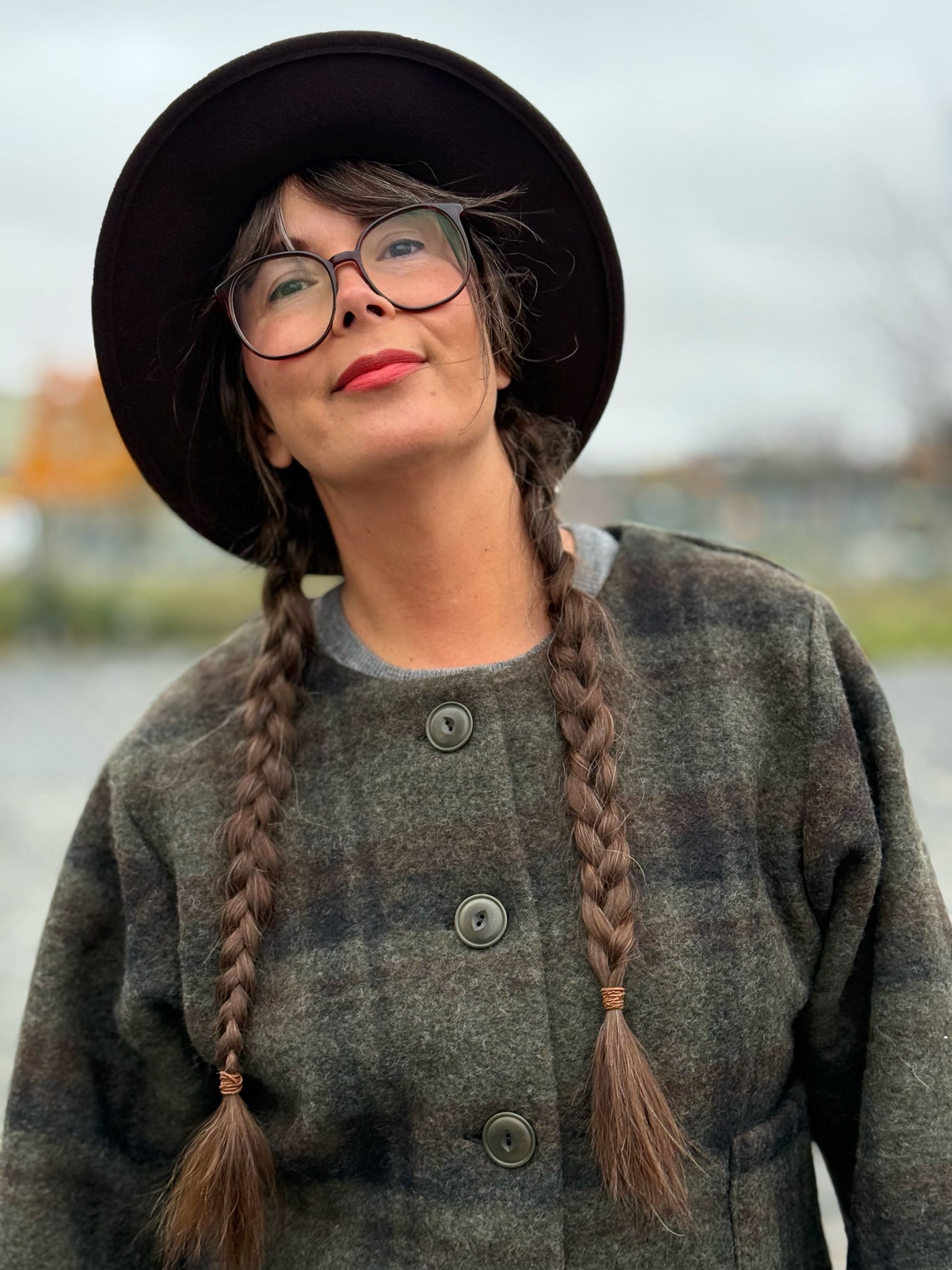 Kort jacka i rutig ull