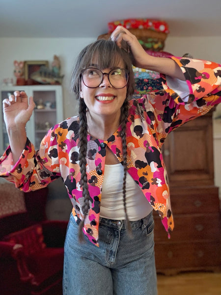 Blusjacka med lång ärm i jersey med kvinnor på