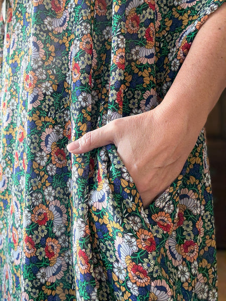 Sjok / kaftan i blommig chiffong