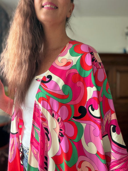 Sjok / kaftan i rosa röd paisley