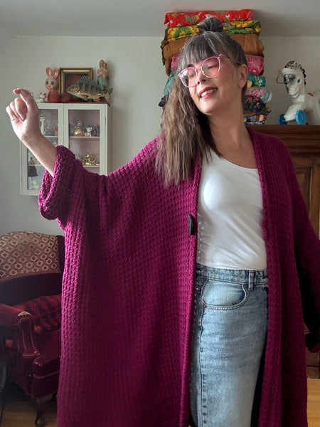 Sjok / kaftan stickad vinröd