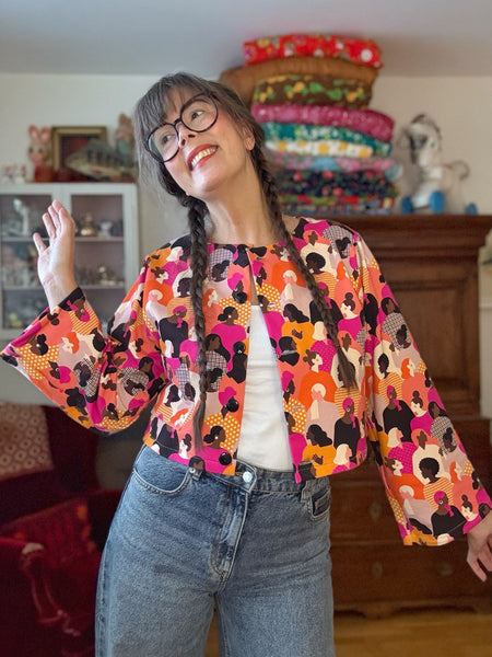 Blusjacka med lång ärm i jersey med kvinnor på