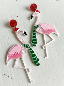 Örhängen jul-flamingos