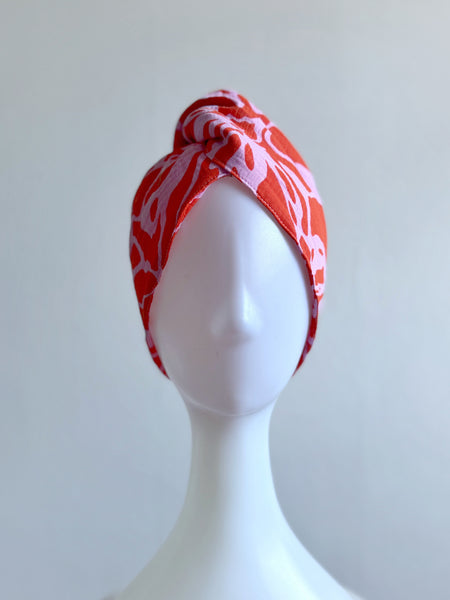 Turban i rosa & orange bomull