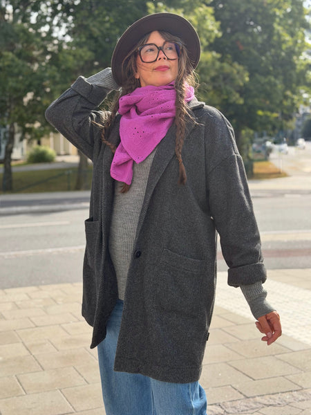 Oversized kavaj i grå deadstock ull