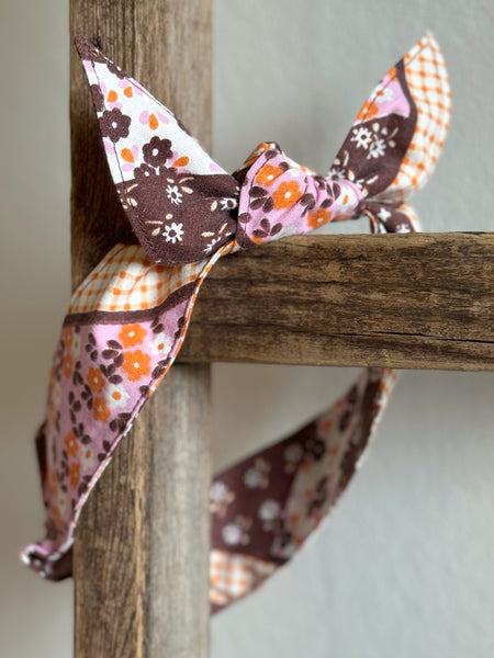 Hårband brunt, rosa & orange