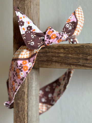 Hårband brunt, rosa & orange