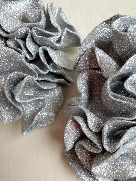 Statement örhängen, silver glitter