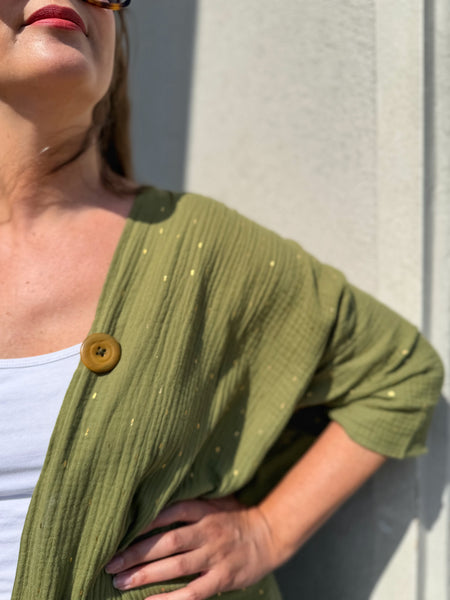 Extra långt sjok / kaftan grönt med guld