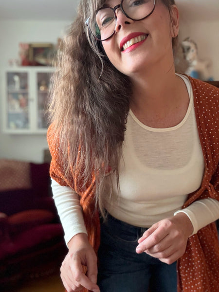 Långärmad tröja i merinoull, naturvit