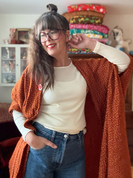 Långärmad tröja i merinoull, naturvit