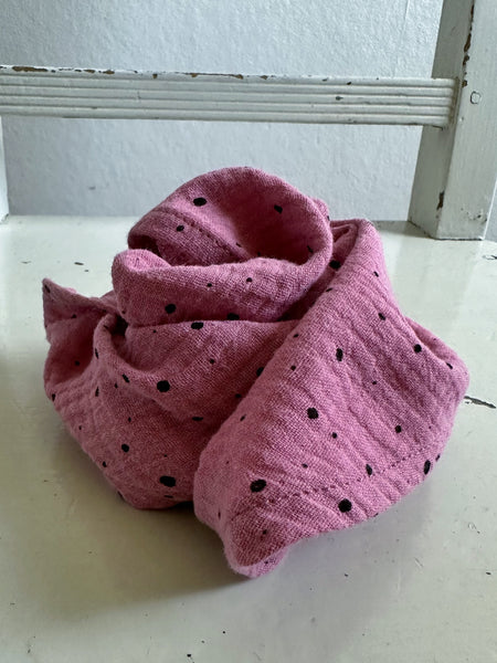 Liten sjal / sjalett, rosa med prickar