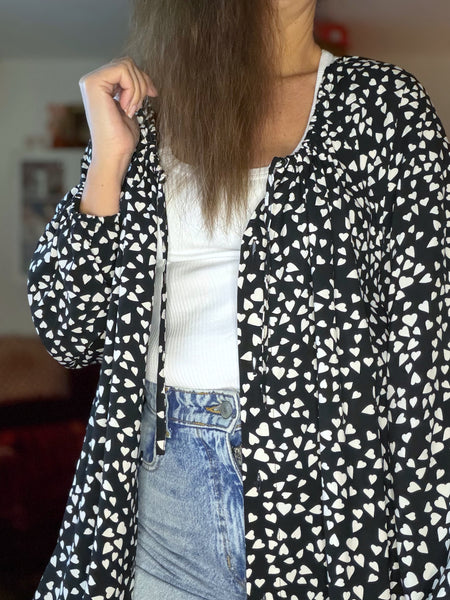 Långklänning med knappar hela vägen, svart & vit