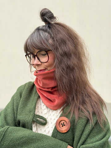 Tubsjal i tegelfärgad velour