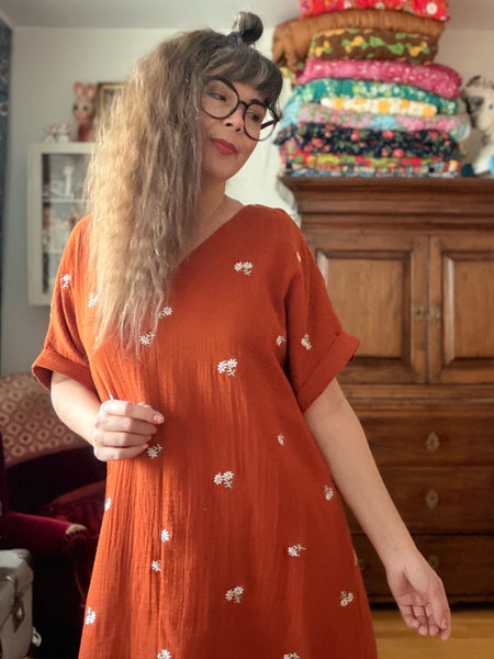 A-formad klänning / tunika  i tegelfärgad muslin