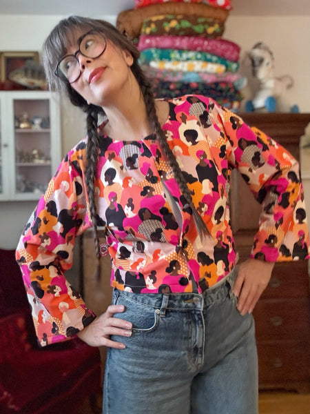 Blusjacka med lång ärm i jersey med kvinnor på