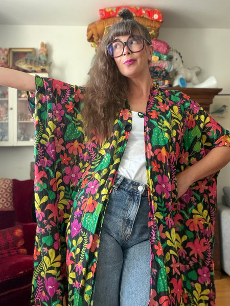 Sjok / kaftan med blommor & glitter