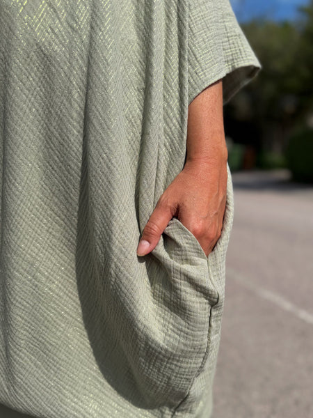 Sjok / kaftan med knappar & glitter