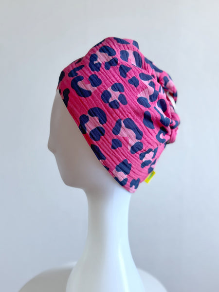 Turban med leopardmönster bomull