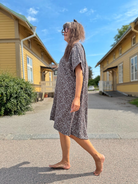 A-formad klänning / tunika i grå bomullsmuslin
