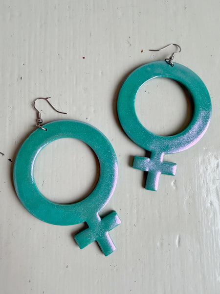 Örhängen, stora kvinnotecken turkosa