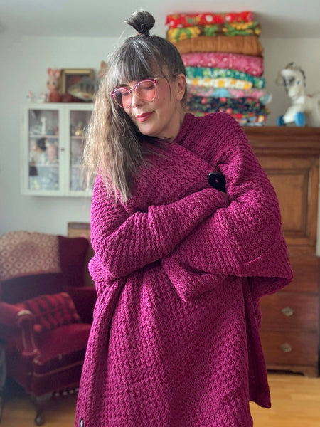 Sjok / kaftan stickad vinröd