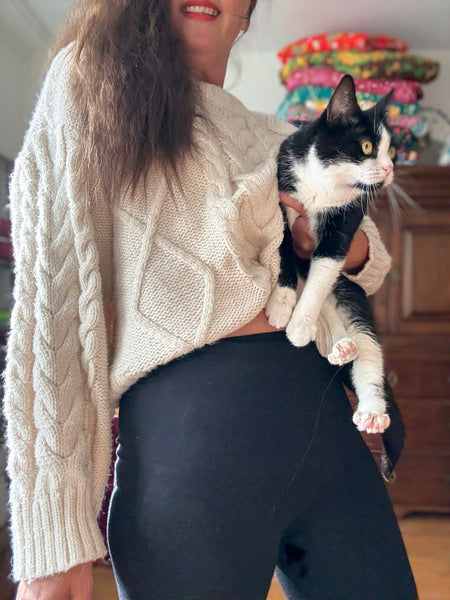 Mamelucker i svart ull & sidenmix