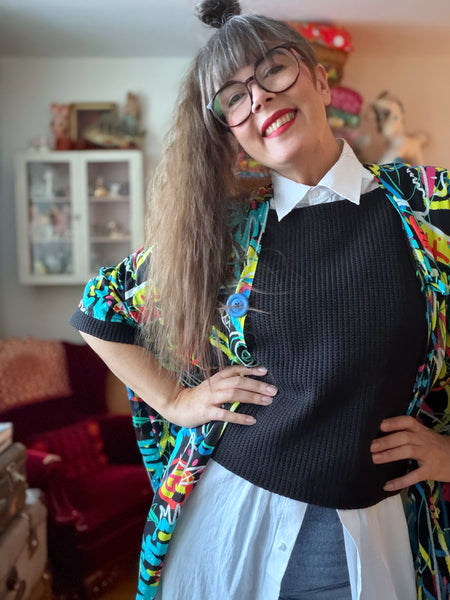 Stickad tröja svart