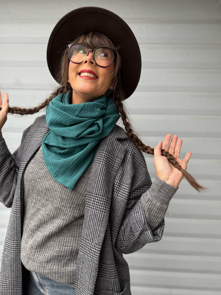 Oversized kavaj i grårutig ull