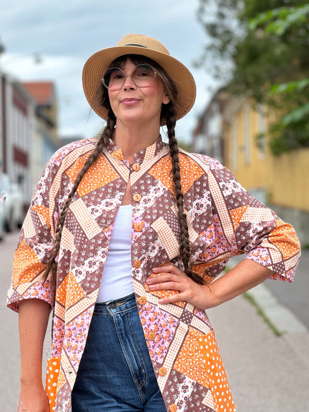 Städrock i rutigt vintagetyg, stl XL
