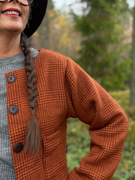 Kort jacka i Glenn check mönster i rost & brunt