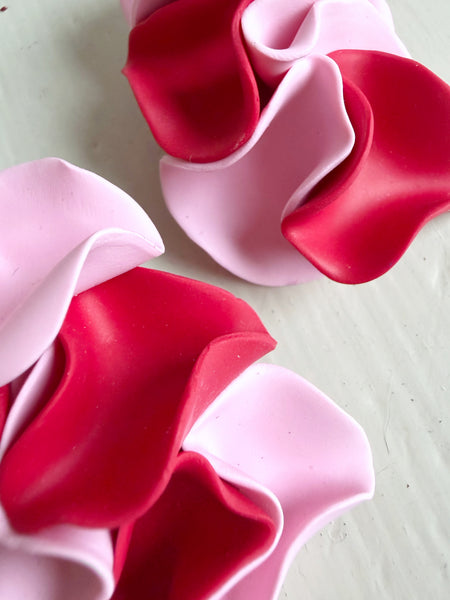 Statement örhängen rosa & röda