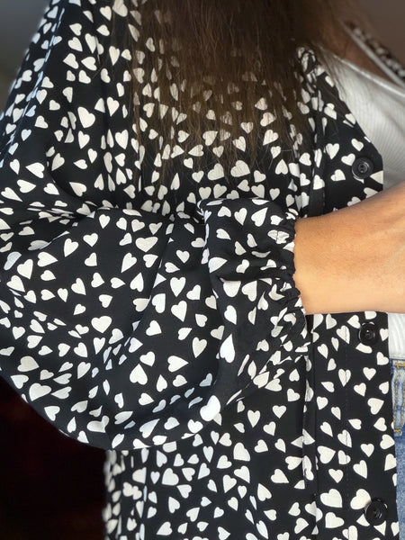 Långklänning med knappar hela vägen, svart & vit