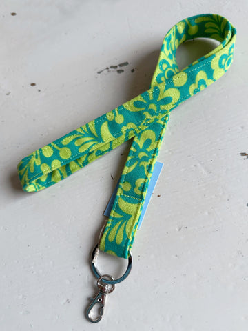 Nyckelband i grönt vintagetyg