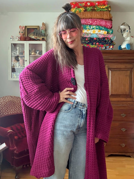 Sjok / kaftan stickad vinröd
