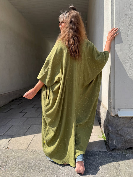 Extra långt sjok / kaftan grönt med guld