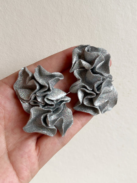 Statement örhängen, silver glitter