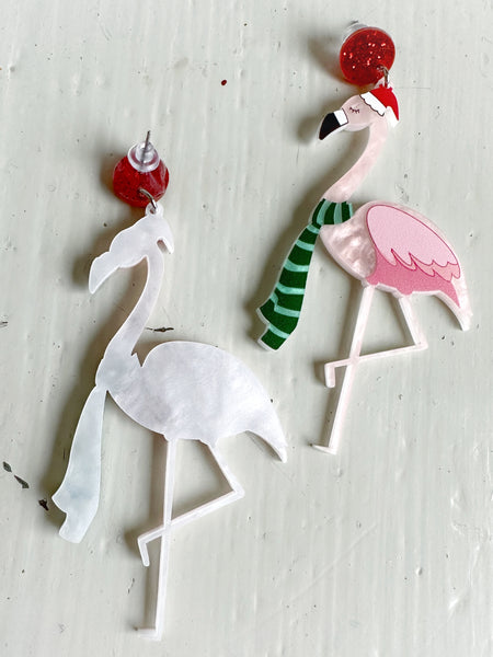 Örhängen jul-flamingos