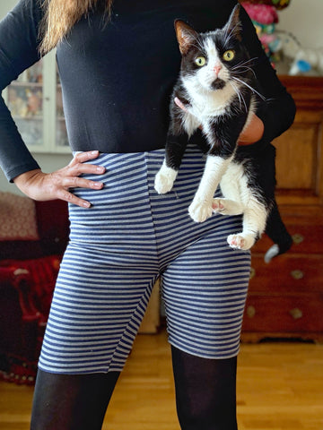 Mamelucker i blårandig merinoull