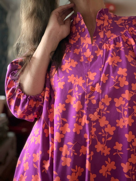 Vid klänning i violett & orange