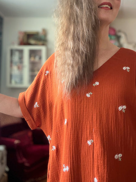 A-formad klänning / tunika  i tegelfärgad muslin