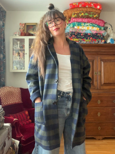Oversized kavaj / rock i rutig deadstock