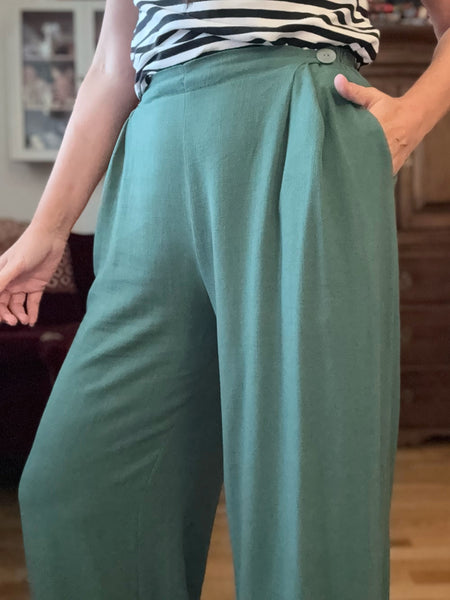 Vida byxor med justerbar linning, dimmgröna